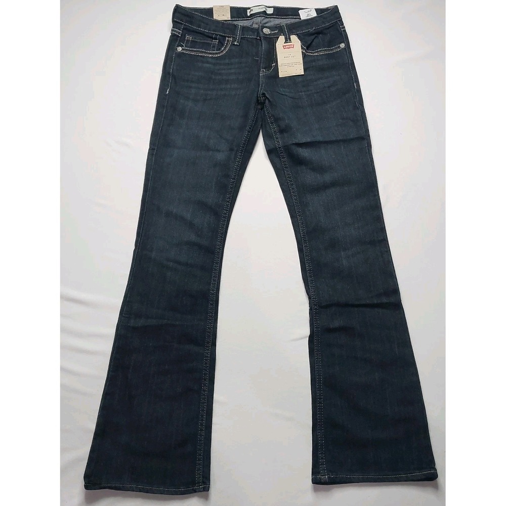 Levis 715 Bootcut Jeans Girls 14 Blue Medium Wash Stretch Denim Adjustable Waist